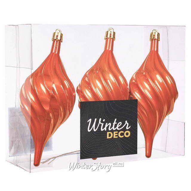 Елочные игрушки Сосульки Melodia di Ghiaccio 13 см терракотовый, 3 шт, пластик Winter Deco