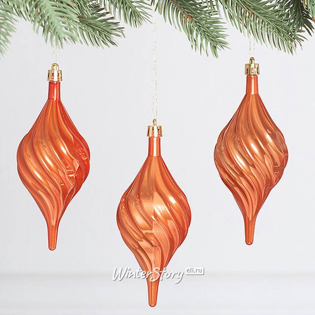 Елочные игрушки Сосульки Melodia di Ghiaccio 13 см терракотовый, 3 шт, пластик Winter Deco