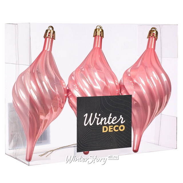 Елочные игрушки Сосульки Melodia di Ghiaccio 13 см розовый, 3 шт, пластик Winter Deco