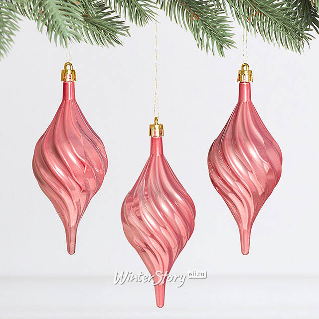 Елочные игрушки Сосульки Melodia di Ghiaccio 13 см розовый, 3 шт, пластик Winter Deco