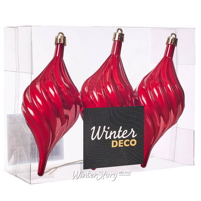 Елочные игрушки Сосульки Melodia di Ghiaccio 13 см красный, 3 шт, пластик Winter Deco