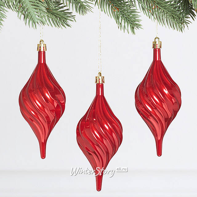 Елочные игрушки Сосульки Melodia di Ghiaccio 13 см красный, 3 шт, пластик Winter Deco