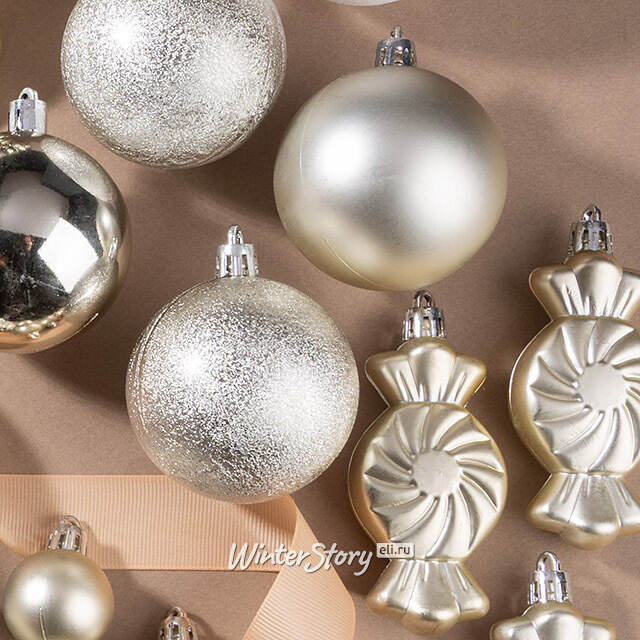 Набор елочных игрушек Tesoro Natale: Белый 3-12 см, 32 шт, пластик Winter Deco