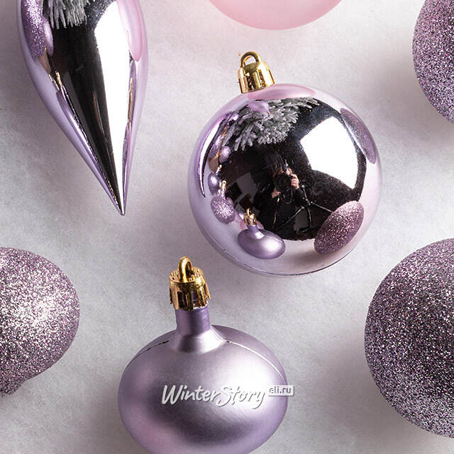 Набор пластиковых шаров Кастелло: Purple Afflatus 6-14 см, 26 шт Winter Deco