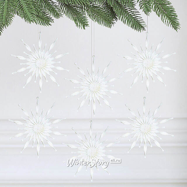 Елочная игрушка Снежинка Дианн 15 см белая, 6 шт, пластик Winter Deco