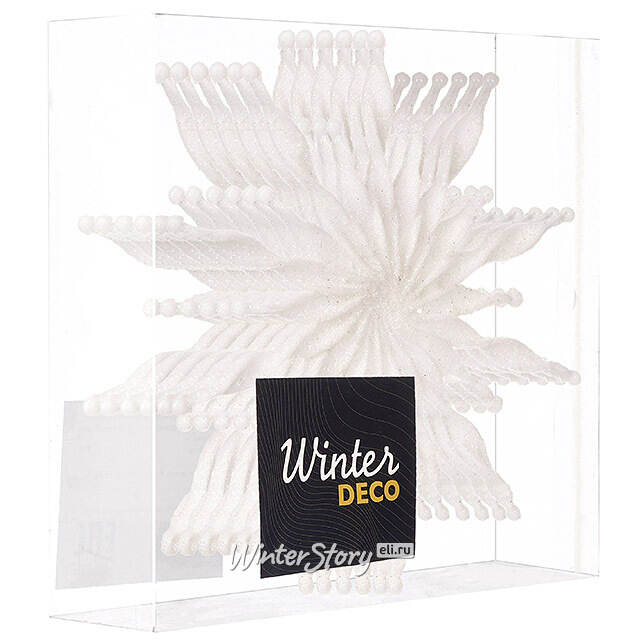 Елочная игрушка Снежинка Дианн 15 см белая, 6 шт, пластик Winter Deco