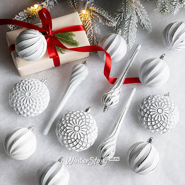 Набор елочных игрушек Frosty White 6-17 см, 15 шт Winter Deco