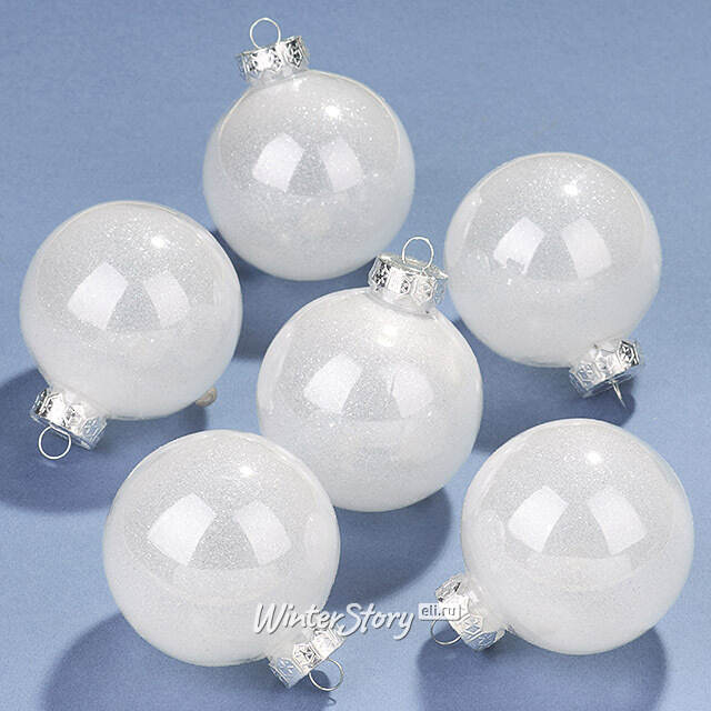 Елочные ПЭТ шары Albertine - White Cloud 8 см , 6 шт Winter Deco