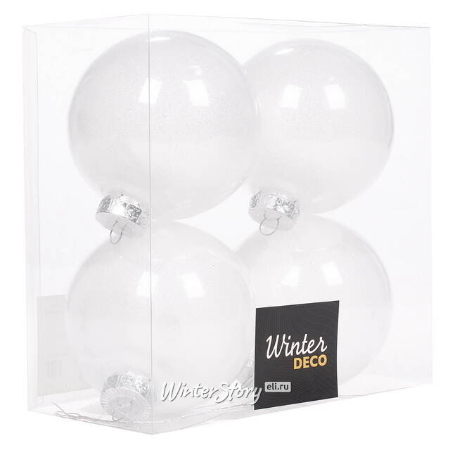 Елочные ПЭТ шары Albertine - White Glaze 10 см, 4 шт Winter Deco