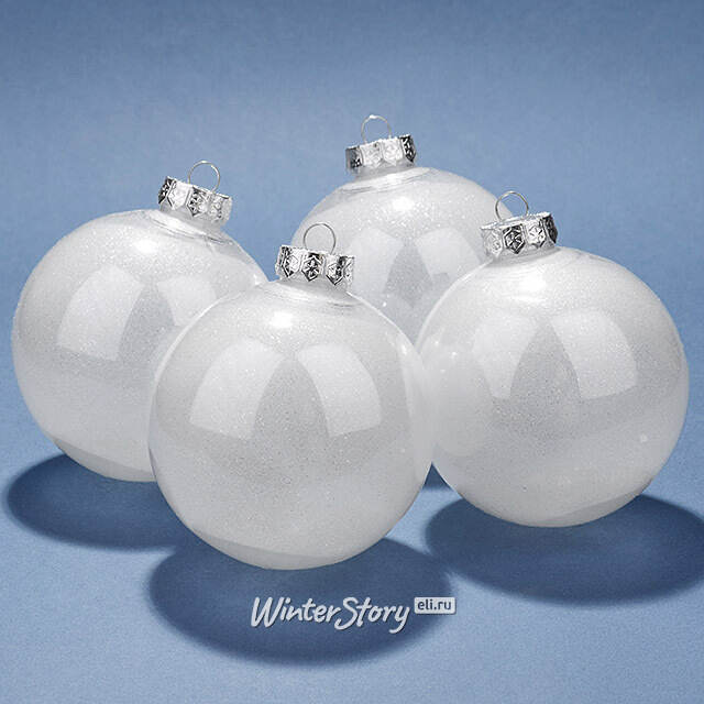 Елочные ПЭТ шары Albertine - White Glaze 10 см, 4 шт Winter Deco
