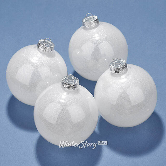 Елочные ПЭТ шары Albertine - White Glaze 10 см, 4 шт Winter Deco