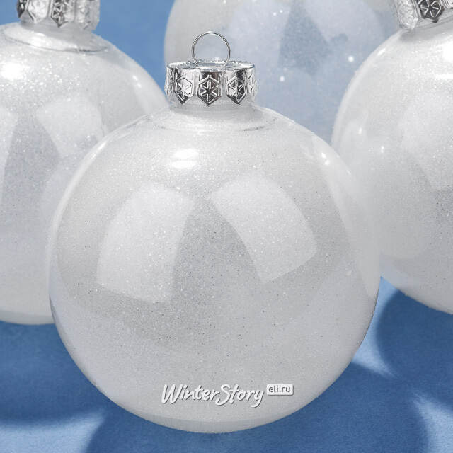 Елочные ПЭТ шары Albertine - White Glaze 10 см, 4 шт Winter Deco