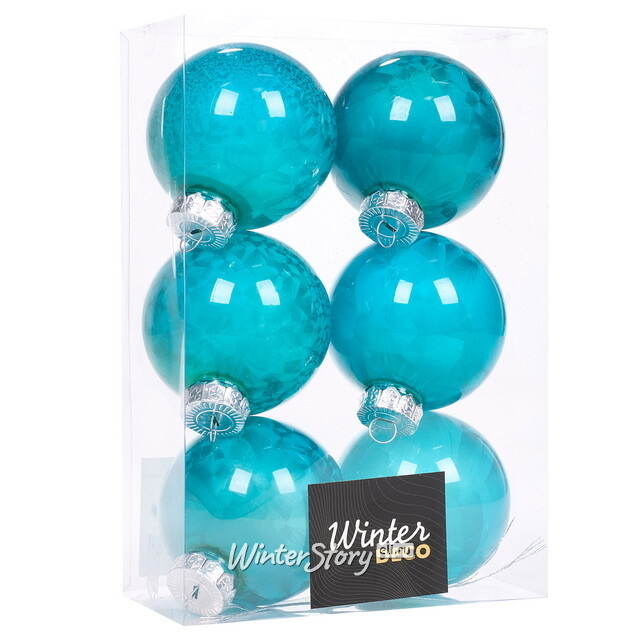 Елочные ПЭТ шары Albertine - Голубые Гавайи 8 см, 6 шт Winter Deco