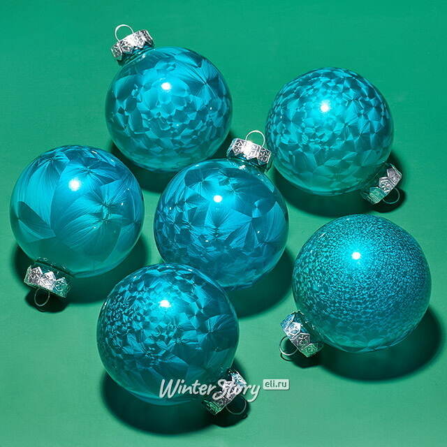 Елочные ПЭТ шары Albertine - Голубые Гавайи 8 см, 6 шт Winter Deco
