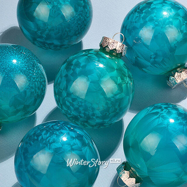 Елочные ПЭТ шары Albertine - Голубые Гавайи 8 см, 6 шт Winter Deco