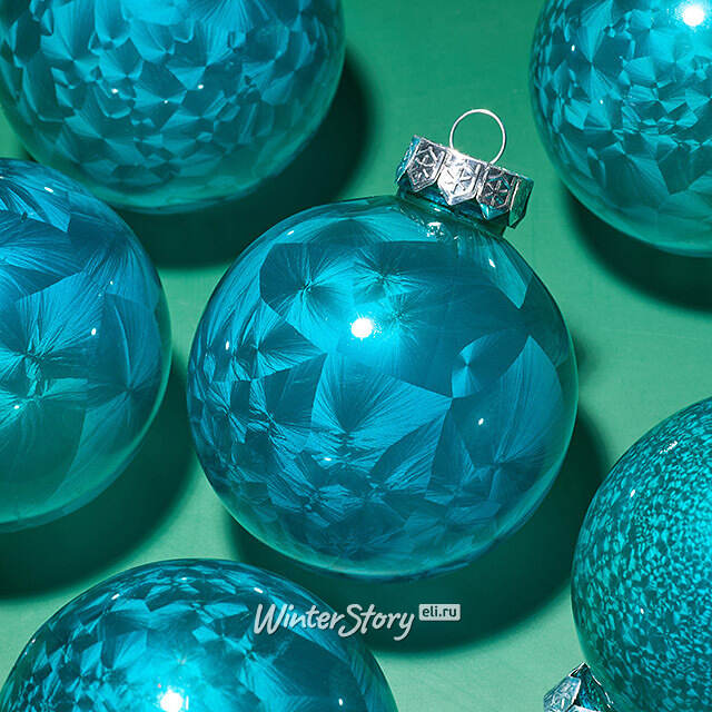 Елочные ПЭТ шары Albertine - Голубые Гавайи 8 см, 6 шт Winter Deco