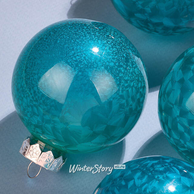 Елочные ПЭТ шары Albertine - Голубые Гавайи 8 см, 6 шт Winter Deco