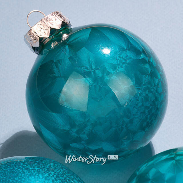 Елочные ПЭТ шары Albertine - Голубые Гавайи 8 см, 6 шт Winter Deco