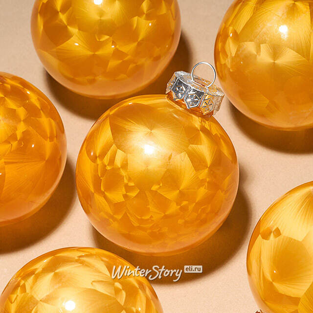 Елочные ПЭТ шары Albertine - Янтарный Жемчуг 8 см, 6 шт Winter Deco