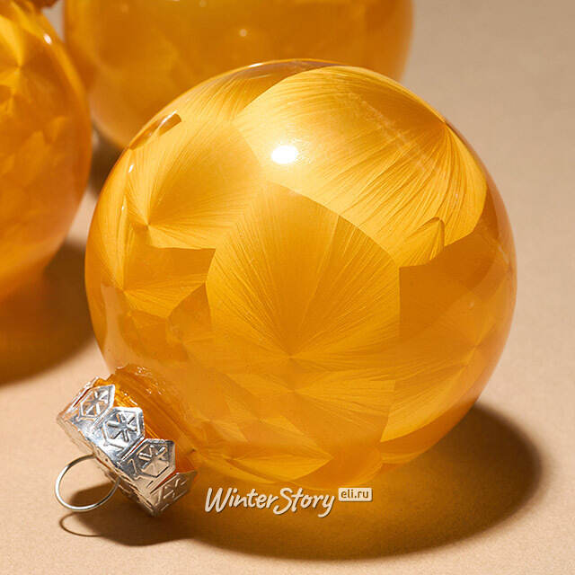 Елочные ПЭТ шары Albertine - Янтарный Жемчуг 8 см, 6 шт Winter Deco