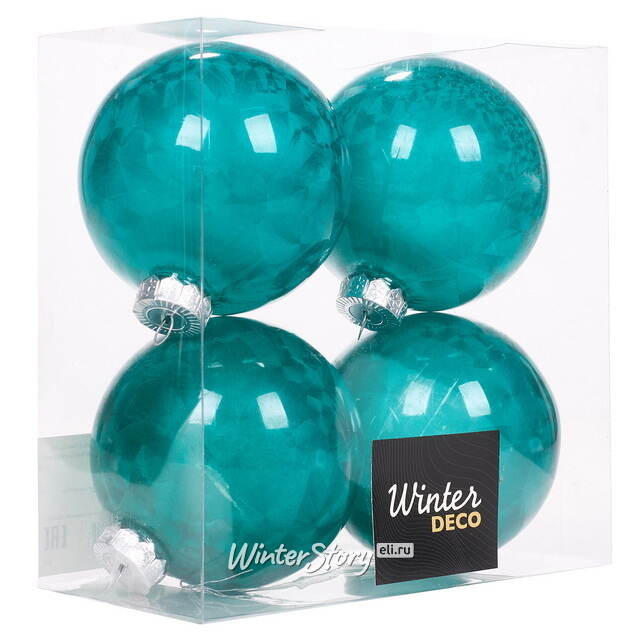 Елочные ПЭТ шары Albertine - Голубые Гавайи 10 см, 4 шт Winter Deco