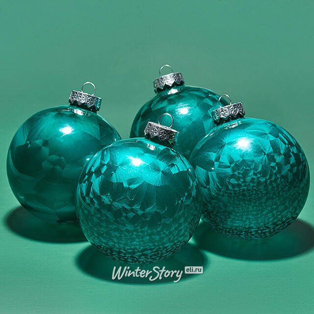 Елочные ПЭТ шары Albertine - Голубые Гавайи 10 см, 4 шт Winter Deco