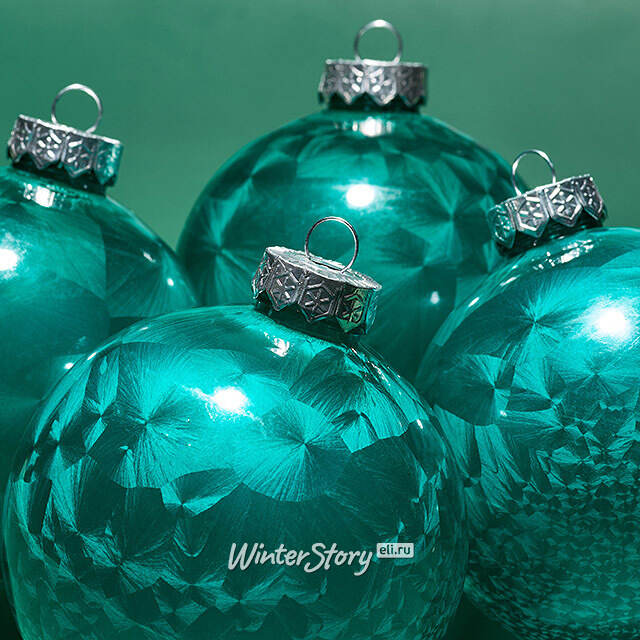 Елочные ПЭТ шары Albertine - Голубые Гавайи 10 см, 4 шт Winter Deco