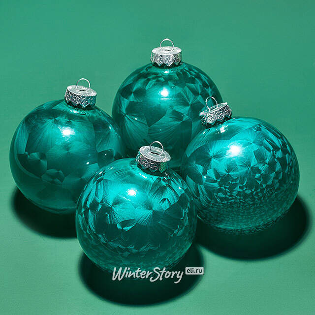 Елочные ПЭТ шары Albertine - Голубые Гавайи 10 см, 4 шт Winter Deco