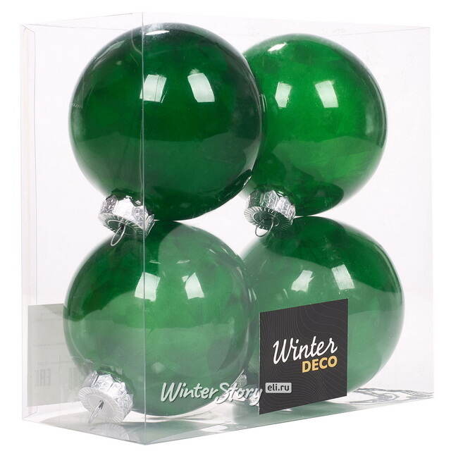 Елочные ПЭТ шары Albertine - Christmas Green 10 см, 4 шт Winter Deco