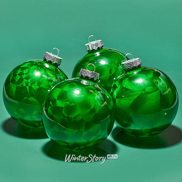 Елочные ПЭТ шары Albertine - Christmas Green 10 см, 4 шт Winter Deco