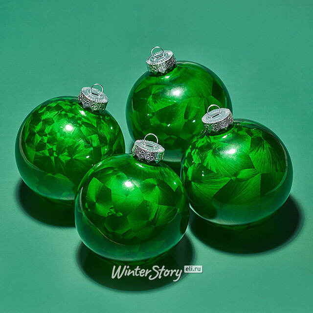 Елочные ПЭТ шары Albertine - Christmas Green 10 см, 4 шт Winter Deco