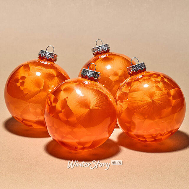 Елочные ПЭТ шары Albertine - Flaming Sky 10 см, 4 шт Winter Deco