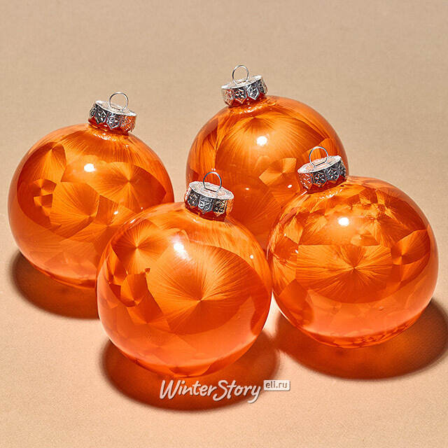 Елочные ПЭТ шары Albertine - Flaming Sky 10 см, 4 шт Winter Deco