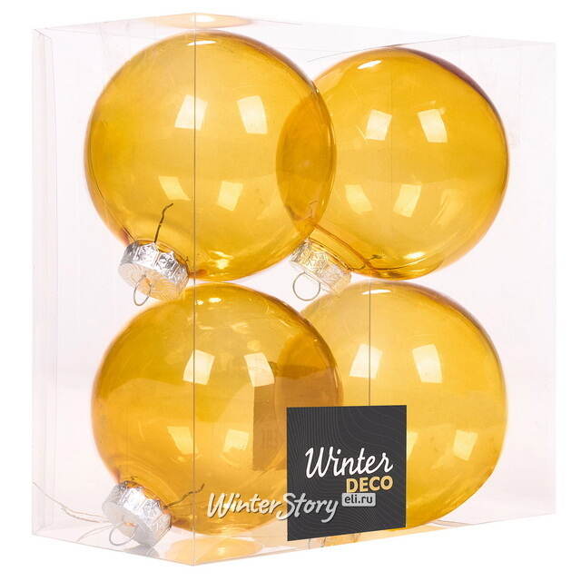 Елочные ПЭТ шары Albertine - Янтарный Берег 10 см, 4 шт Winter Deco