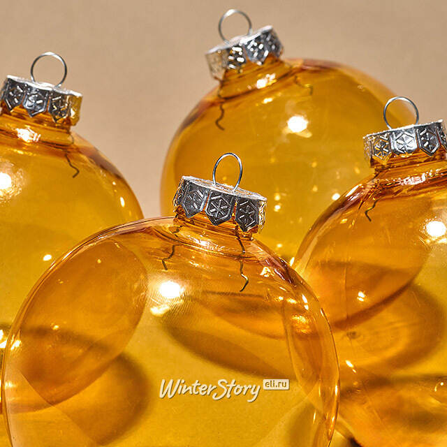 Елочные ПЭТ шары Albertine - Янтарный Берег 10 см, 4 шт Winter Deco
