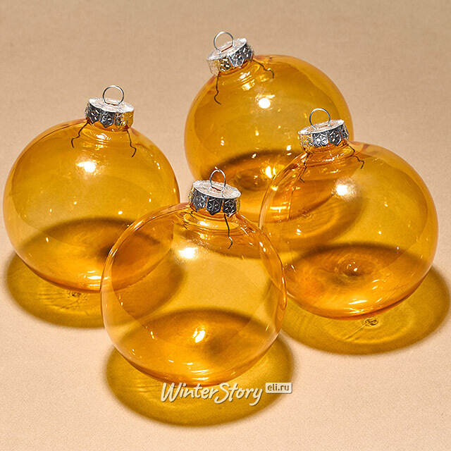 Елочные ПЭТ шары Albertine - Янтарный Берег 10 см, 4 шт Winter Deco