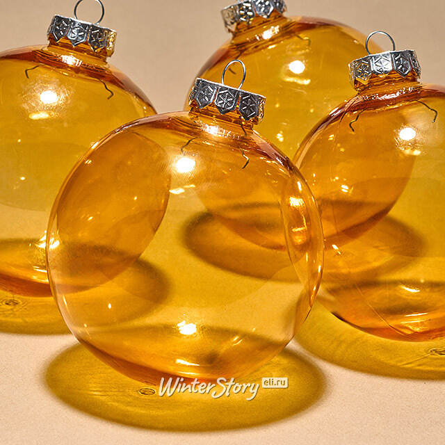 Елочные ПЭТ шары Albertine - Янтарный Берег 10 см, 4 шт Winter Deco