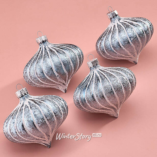 Елочные игрушки Луковки - Kalavino 8 см голубой, 4 шт Winter Deco