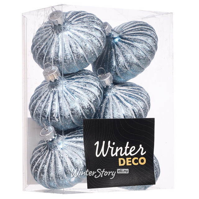 Елочные игрушки Луковки - Kalavino 6 см голубой, 6 шт Winter Deco