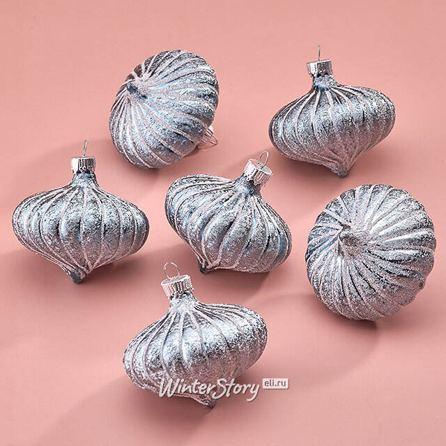 Елочные игрушки Луковки - Kalavino 6 см голубой, 6 шт Winter Deco