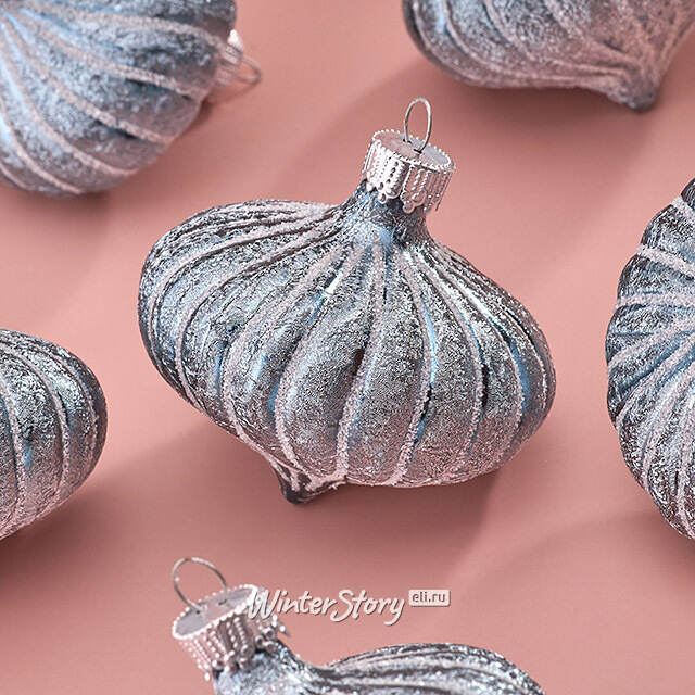 Елочные игрушки Луковки - Kalavino 6 см голубой, 6 шт Winter Deco