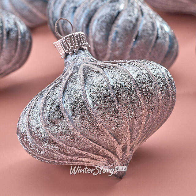 Елочные игрушки Луковки - Kalavino 6 см голубой, 6 шт Winter Deco