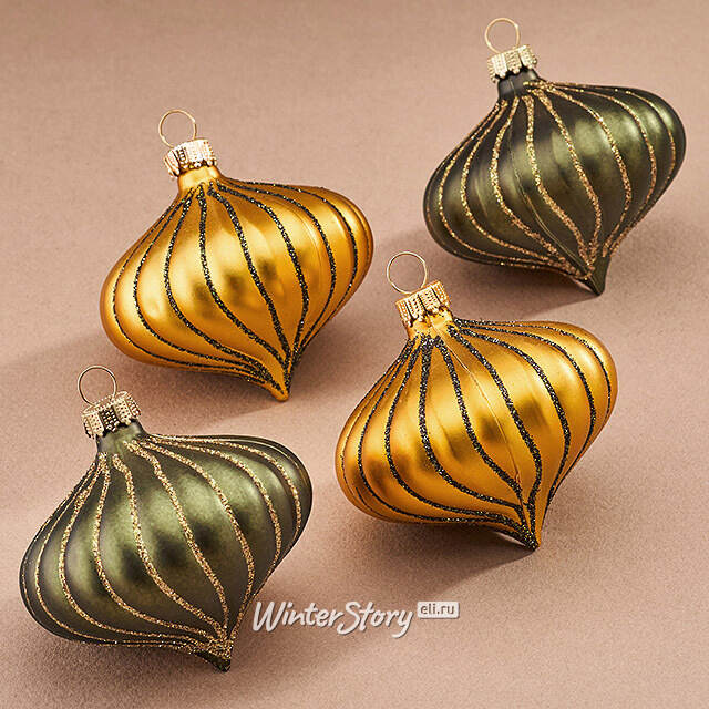 Елочные игрушки Луковки - Kalavino 8 см золотой, 4 шт Winter Deco