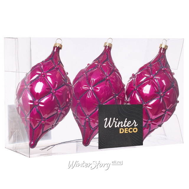 Елочные игрушки Сосульки Sarentino - Розовый Вечер 15 см, 3 шт, пластик Winter Deco