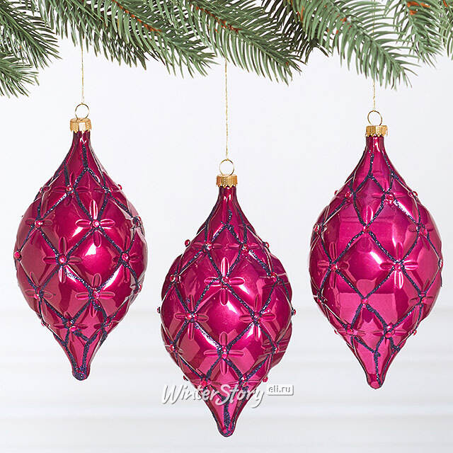 Елочные игрушки Сосульки Sarentino - Розовый Вечер 15 см, 3 шт, пластик Winter Deco