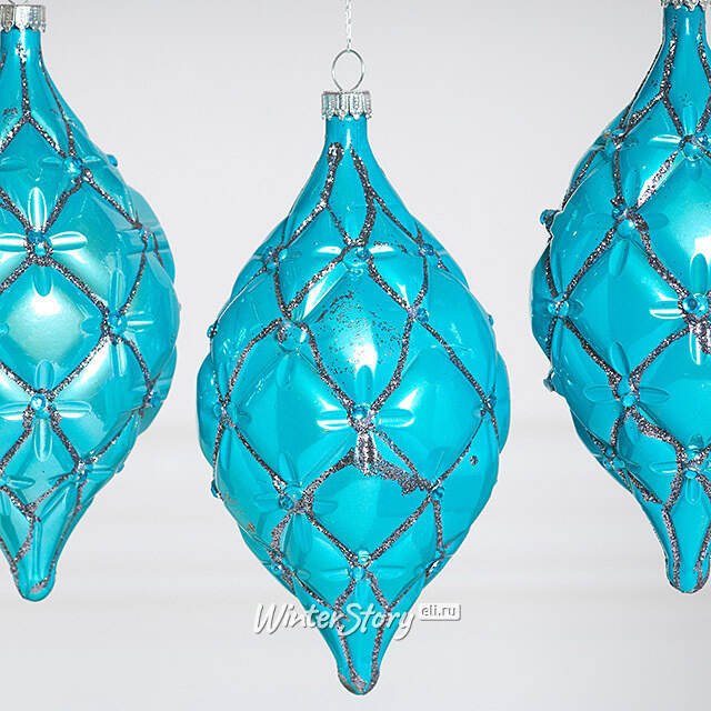 Елочные игрушки Сосульки Sarentino - Голубая Мечта 15 см, 3 шт, пластик Winter Deco