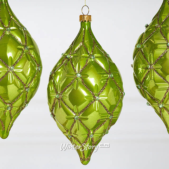 Елочные игрушки Сосульки Sarentino - Зеленый Вихрь 15 см, 3 шт, пластик Winter Deco