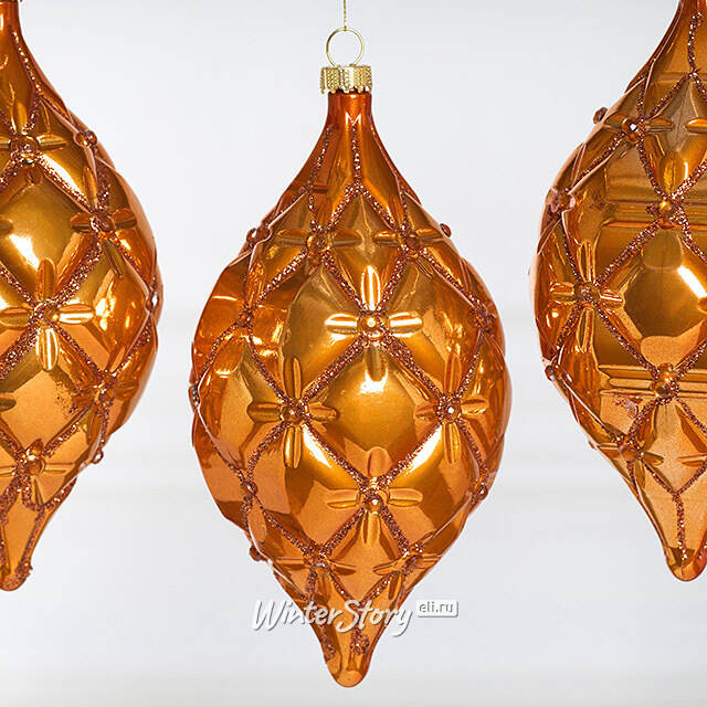 Елочные игрушки Сосульки Sarentino - Янтарный Блик 15 см, 3 шт, пластик Winter Deco