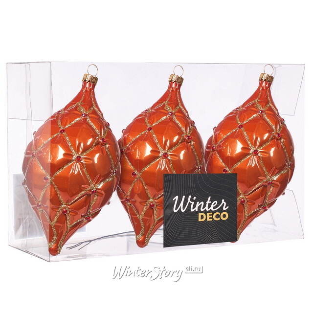 Елочные игрушки Сосульки Sarentino - Мандариновый Рай 15 см, 3 шт, пластик Winter Deco