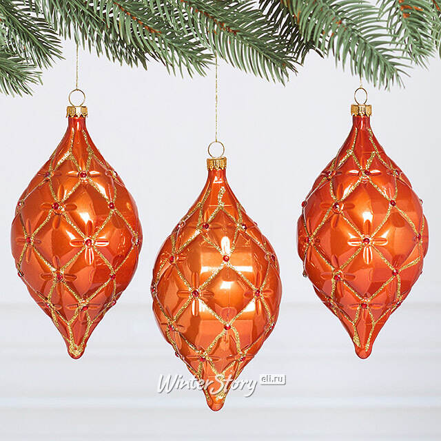 Елочные игрушки Сосульки Sarentino - Мандариновый Рай 15 см, 3 шт, пластик Winter Deco